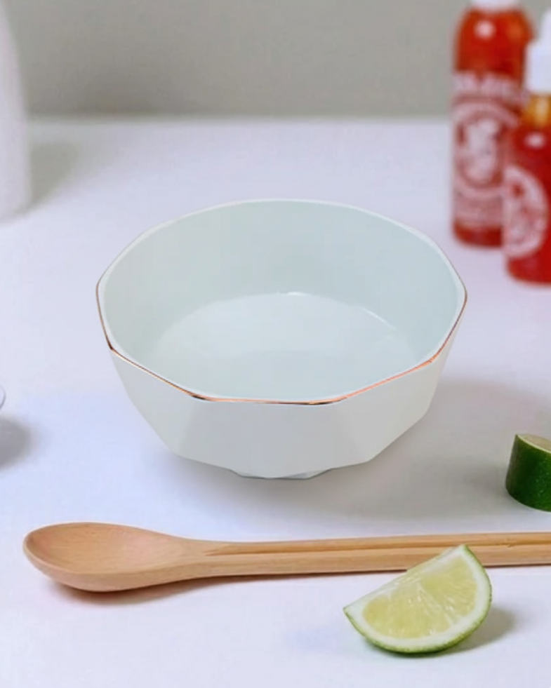 Diamond Cut Golden Edge Serving Bowl - Green