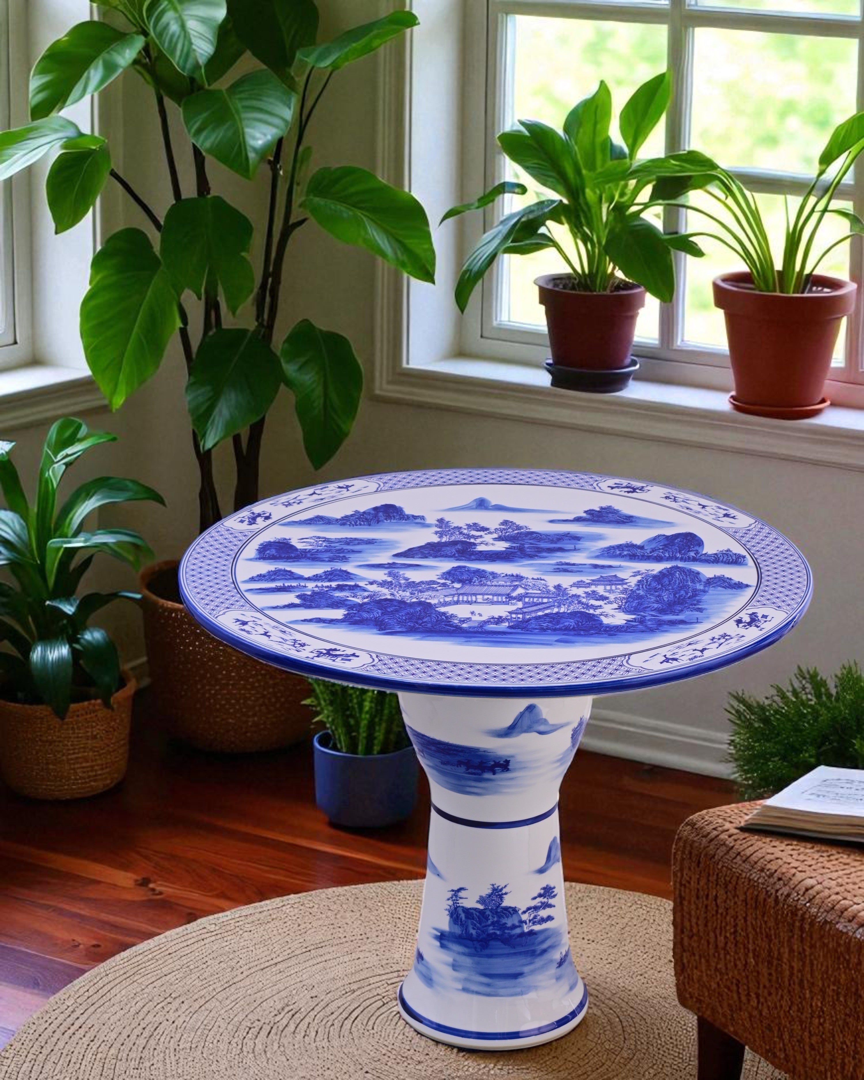 Oriental Landscape Porcelain Center Table