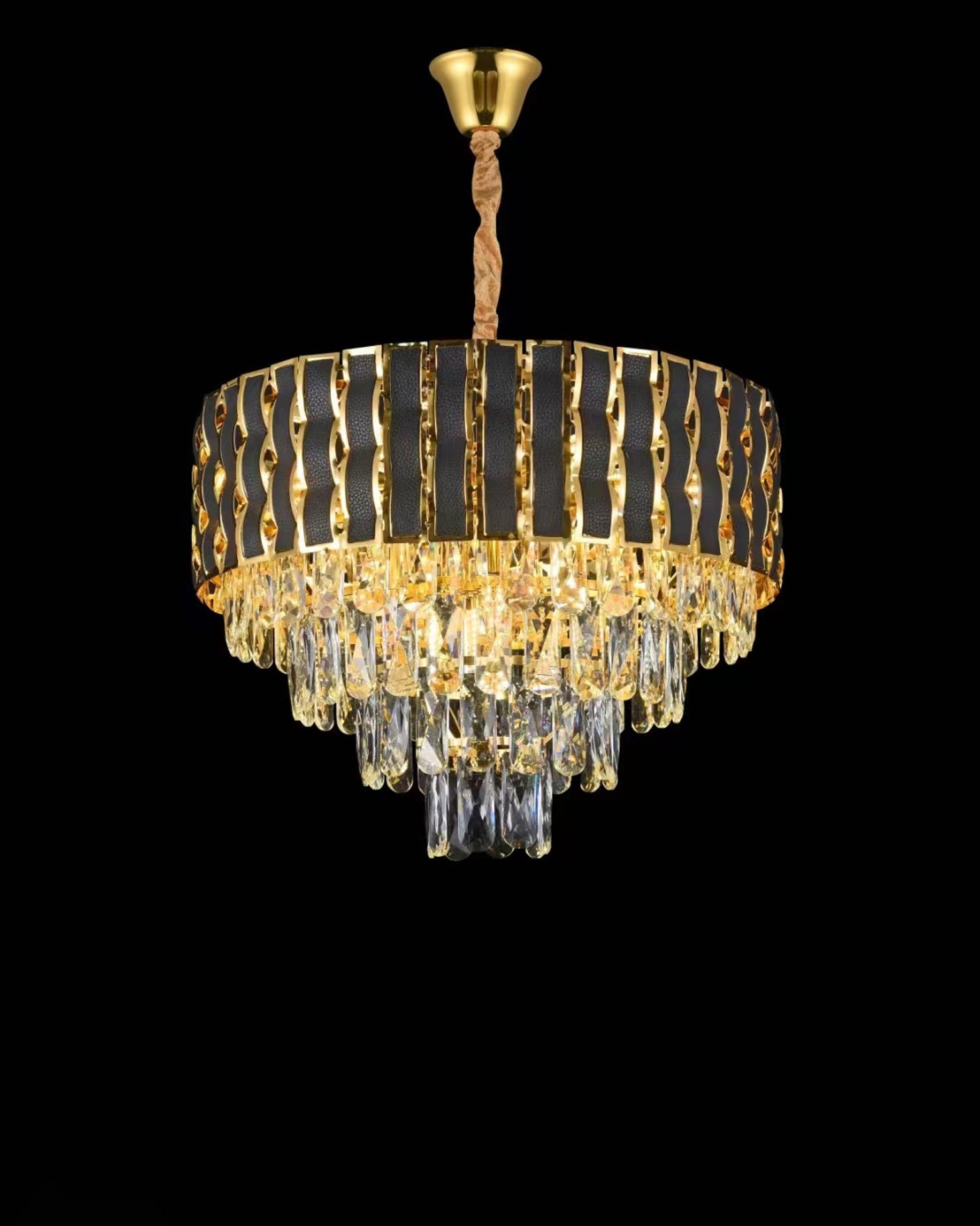 Regal Black & Gold Crystal Chandelier - 800MM