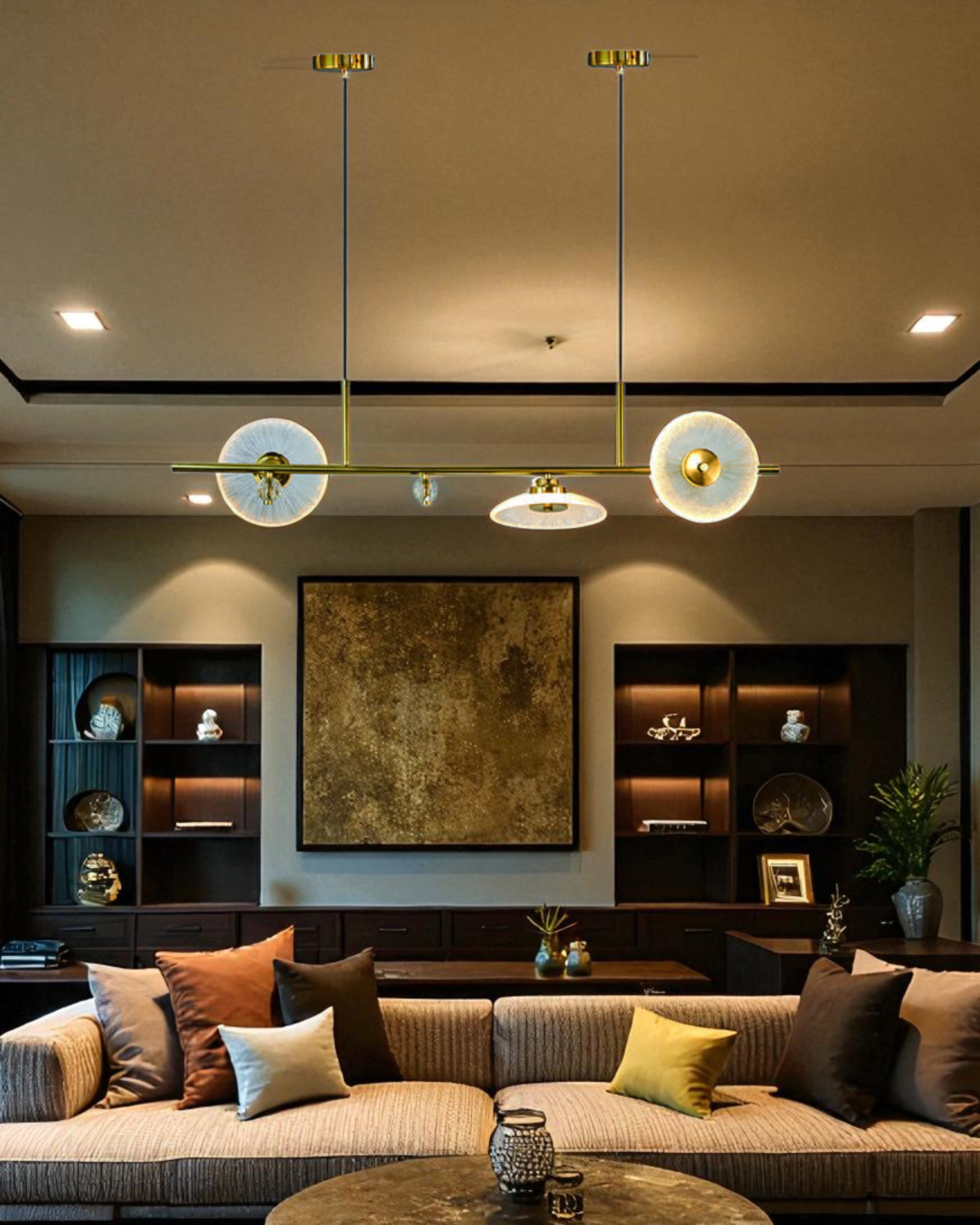 Asymmetric Ripple Glass Linear Chandelier