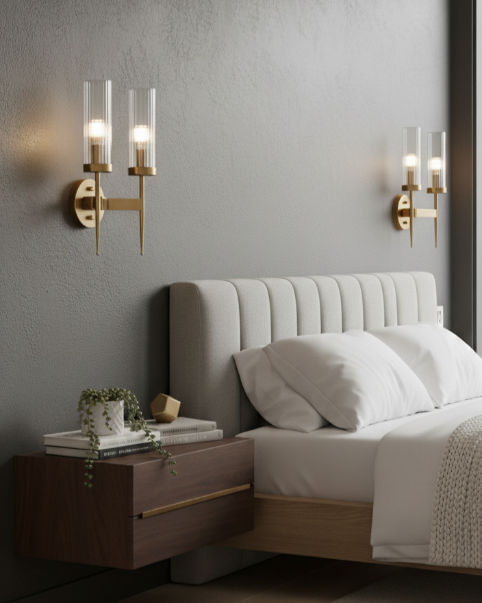 Glass Shade Double Head Wall Light