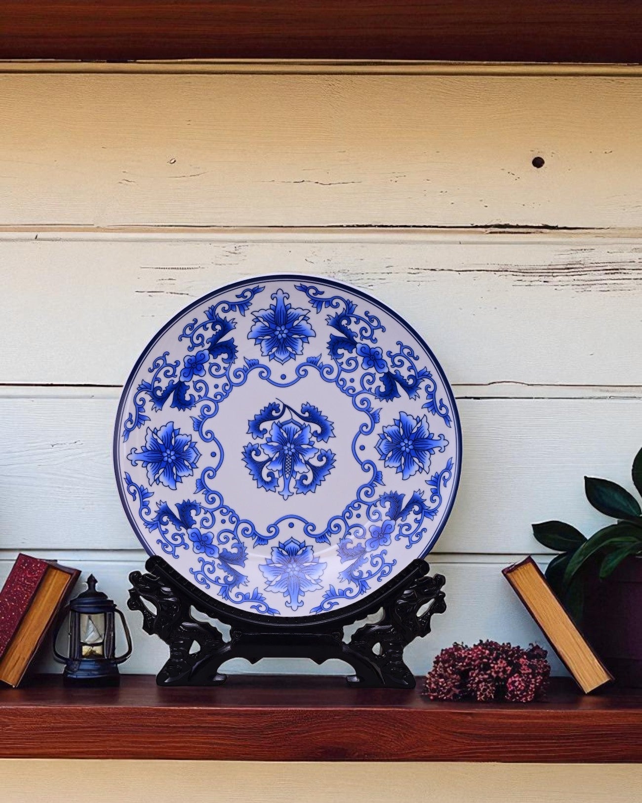 Blue Lotus Harmony Decorative Plate - 26 cm