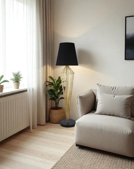 Modern Black & Gold Geometric Floor Lamp