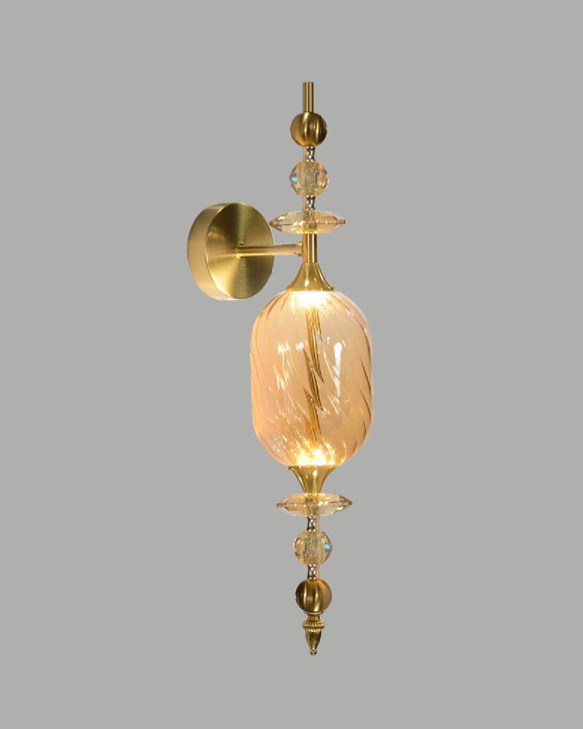 Vintage Royal Barrel Glass Wall Light - Amber