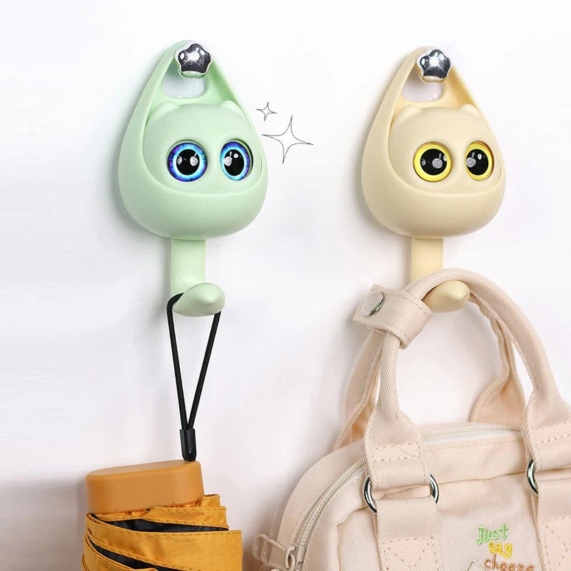 Meowook: Cute Cat Blinking Eye Wall Hook with Strong Adhesive for Keys, Bags, Clothes & Home D‚àö¬©cor