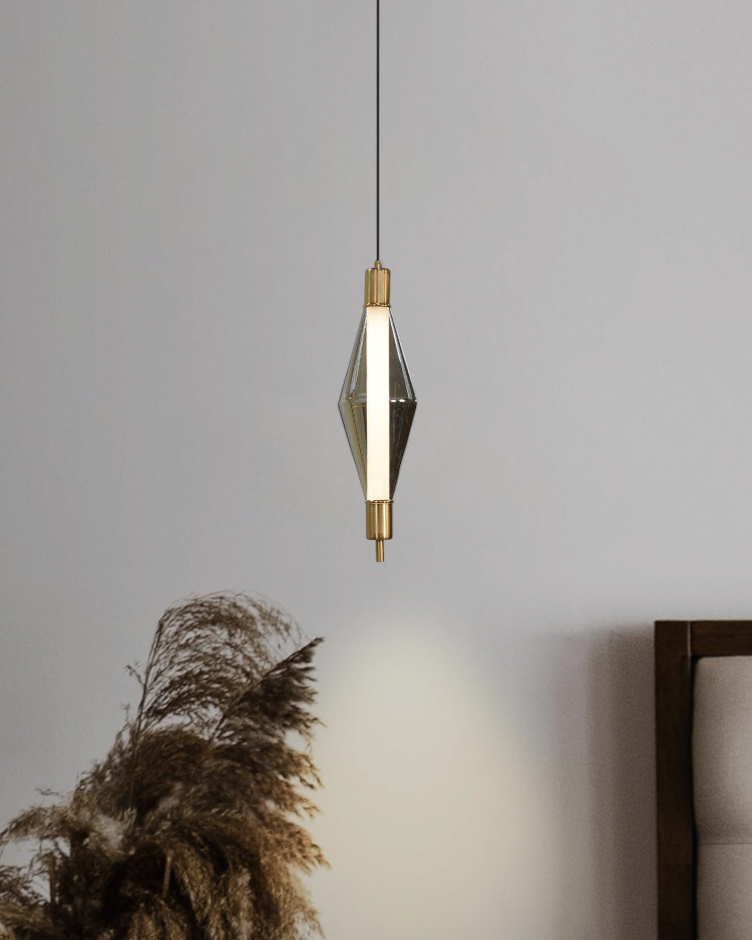 Modern Dimond Shape Smoke Pendant Light