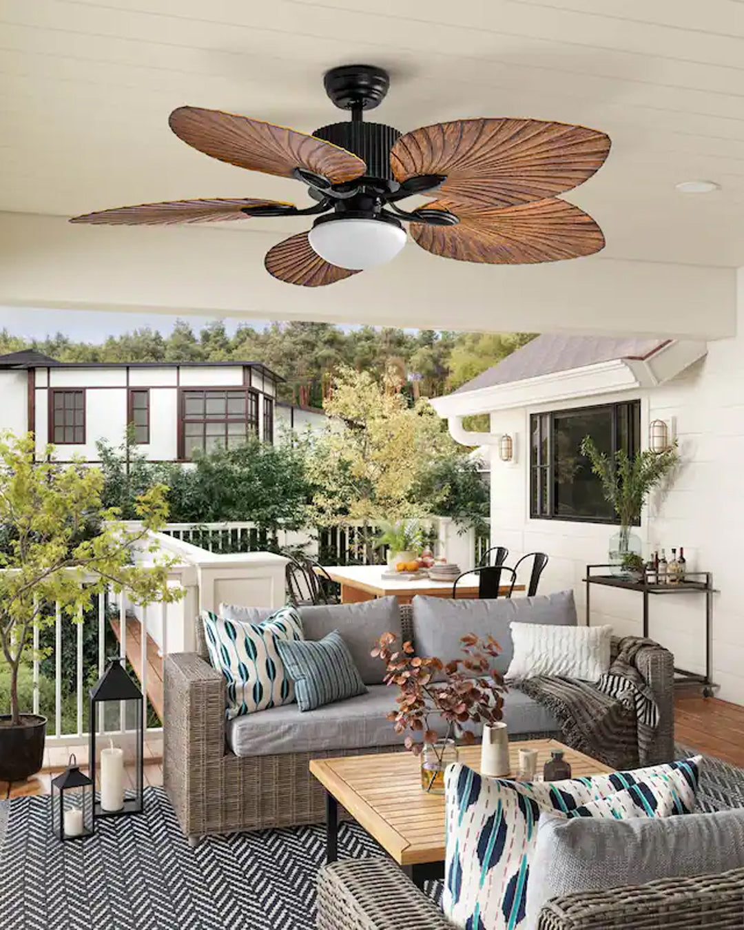 Tropical Palm Leaf Breeze Ceiling Fan Light
