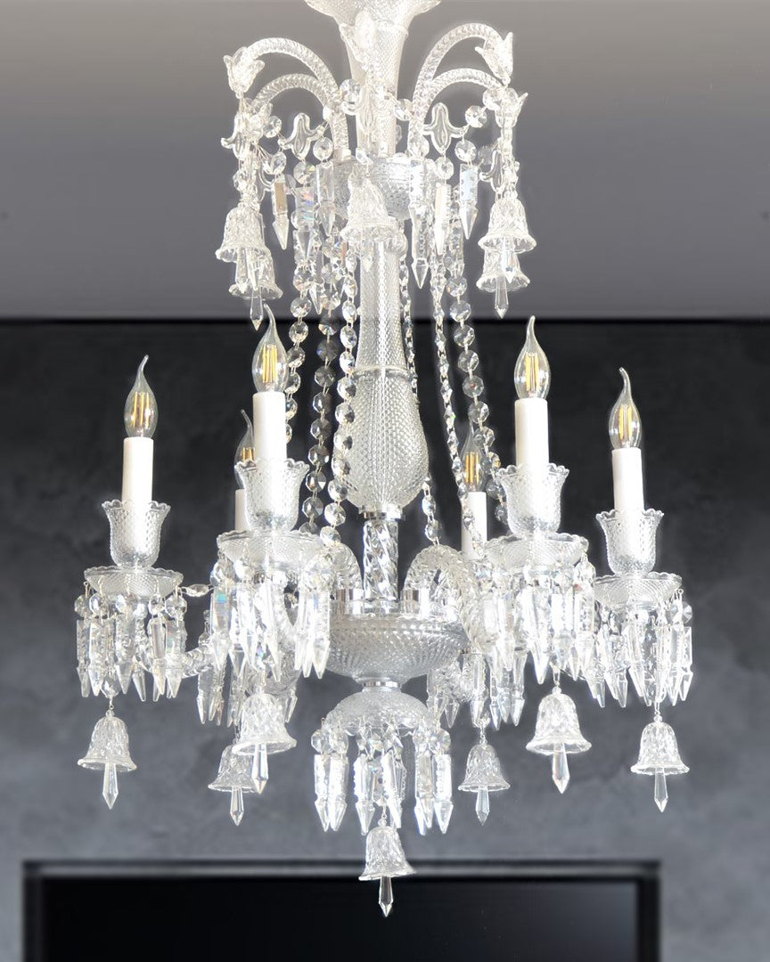 Royal Crystal Candle-Style Glass Chandelier - 6 Light