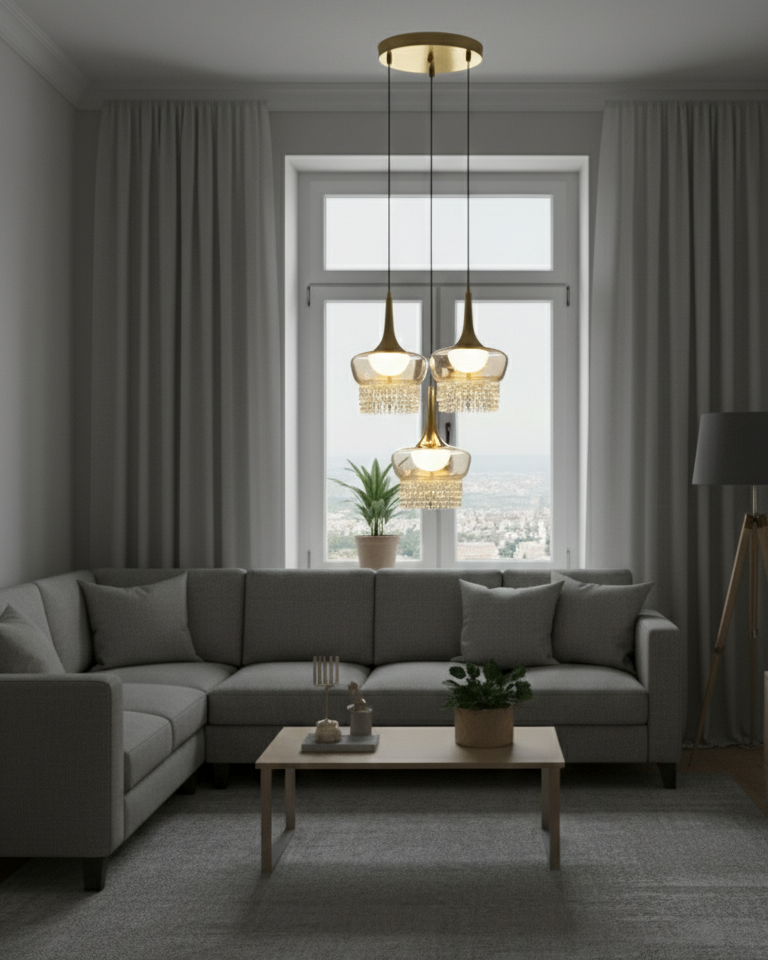 Crystal Aura Triple Pendant Light