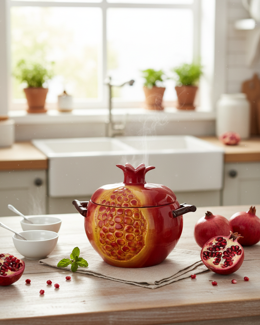 Pomegranate Ceramic Casserole With Lid - 3.5 Ltr