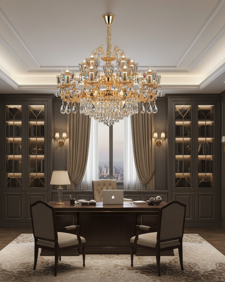 Royal Crystal Gold Chandelier - 15 Bulb