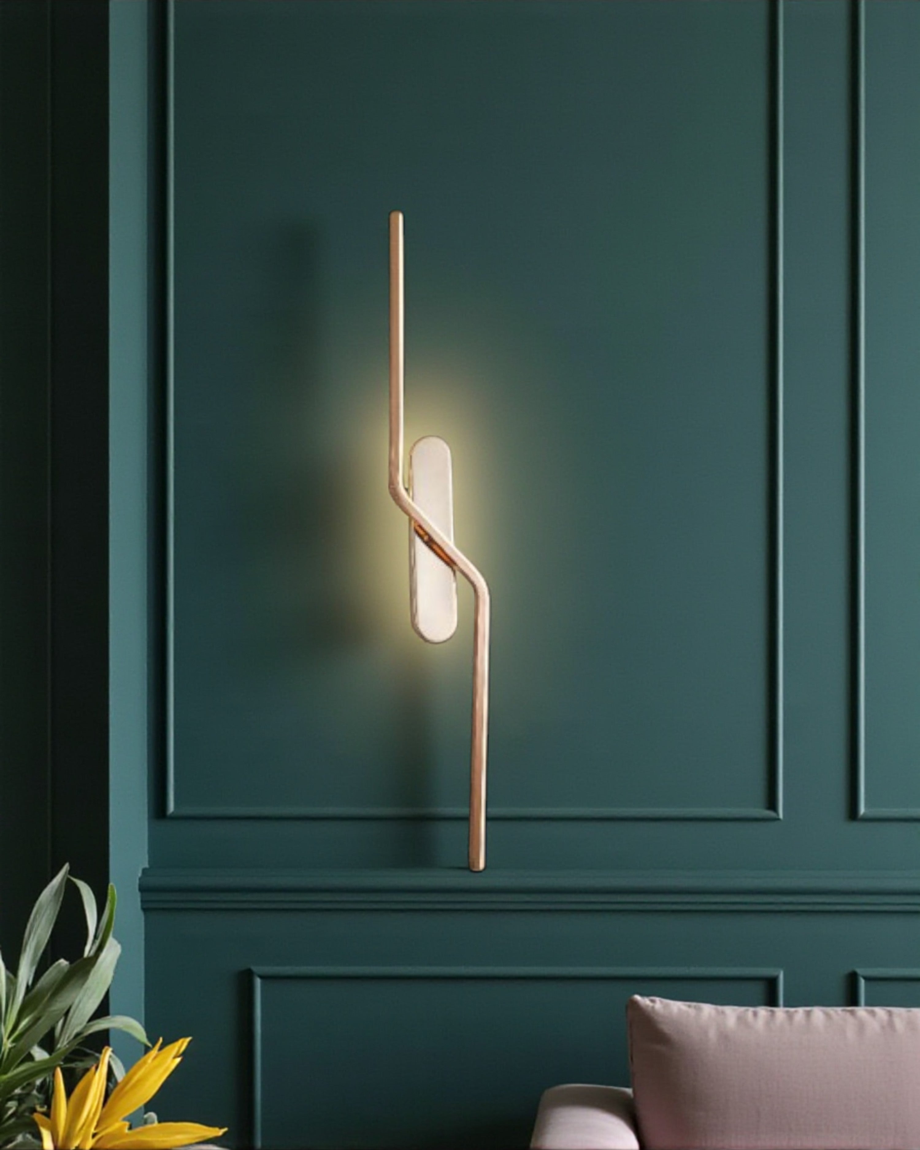 Sculptural Gold Curve LED Wall Light