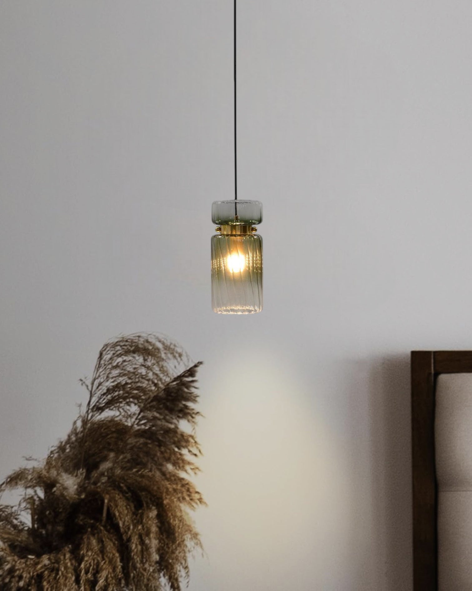 Lustrous Cylindrical Glass Pendant Light-Smoke
