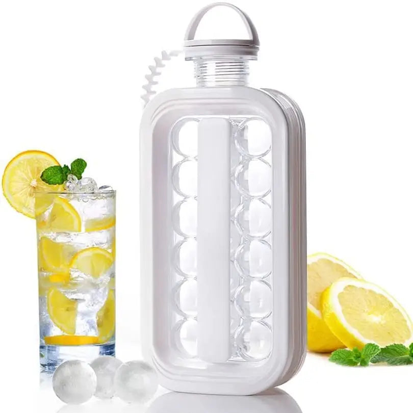 Frostee: 2-in-1 Ice Ball Maker Bottle with 17 Grids ‚Äö√Ñ√¨ Portable Freezer Kettle & Water Jug for Cocktails, Juice, Coffee, Whiskey & Cold Beverages