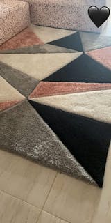 Pink Black Triangle Shaggy Carpet