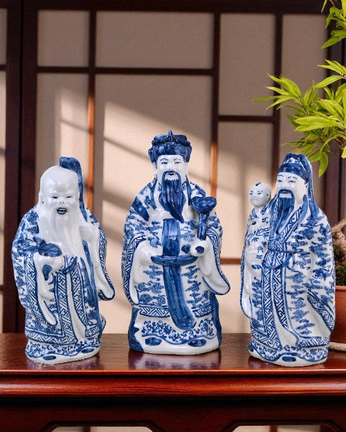 'The Three Star Gods' Porcelain Sculptures 32 cm - Set of 3