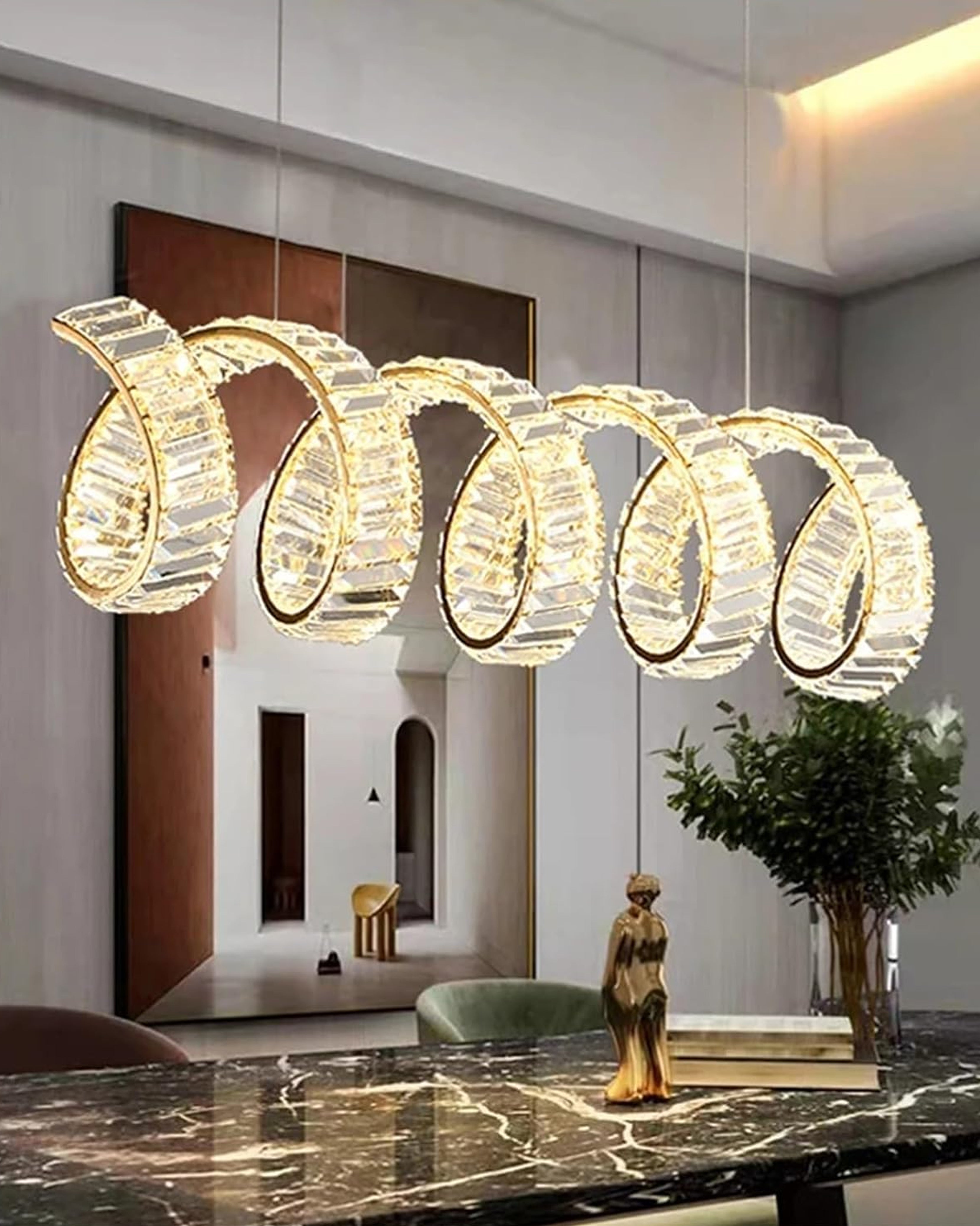 Crystal Wave Ribbon Chandelier