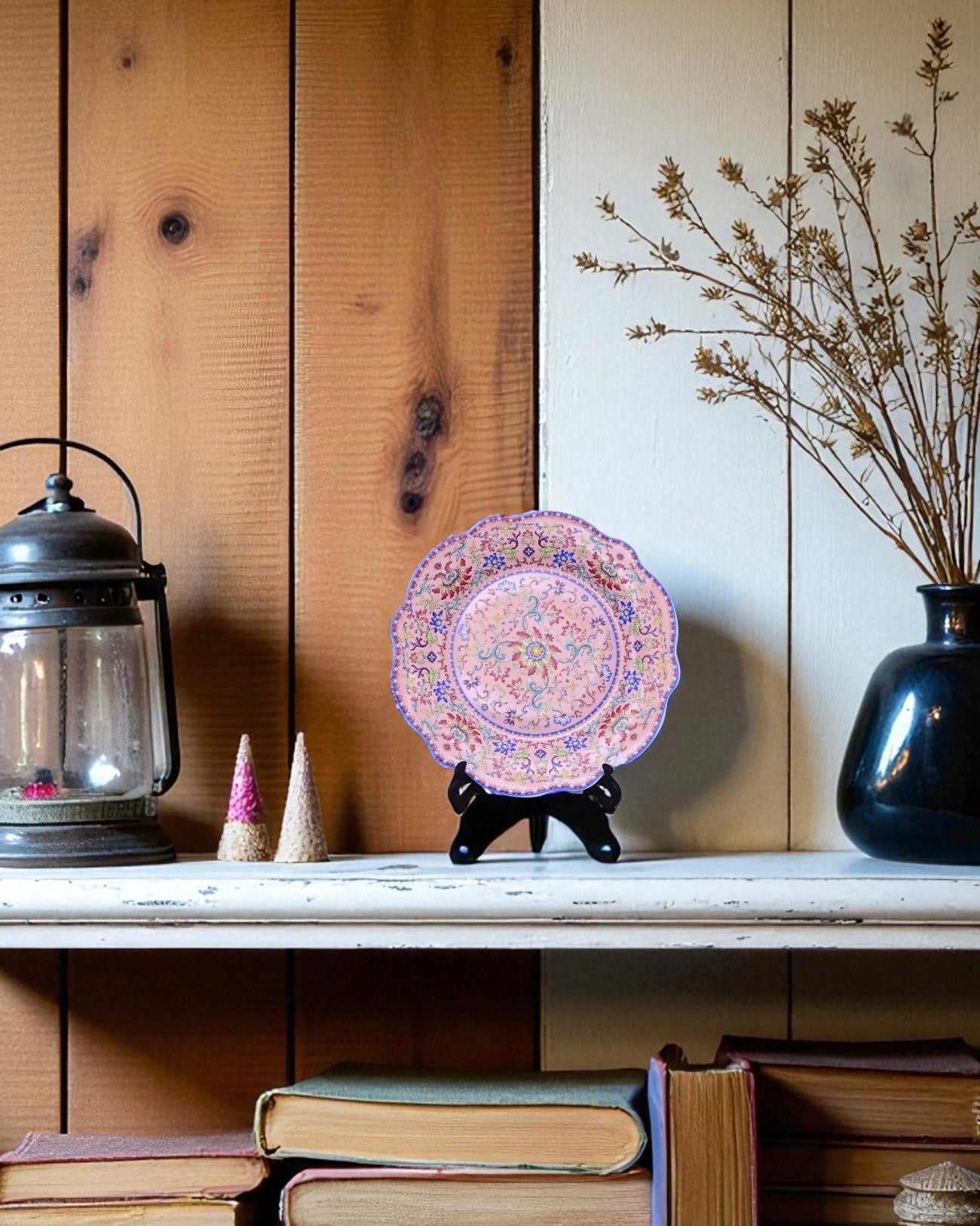 Royal Floral Enamel Decorative Plate - Pink 21 cm