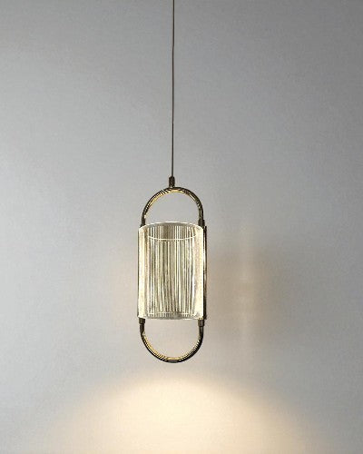 Halo Frame Ribbed Glass Pendant