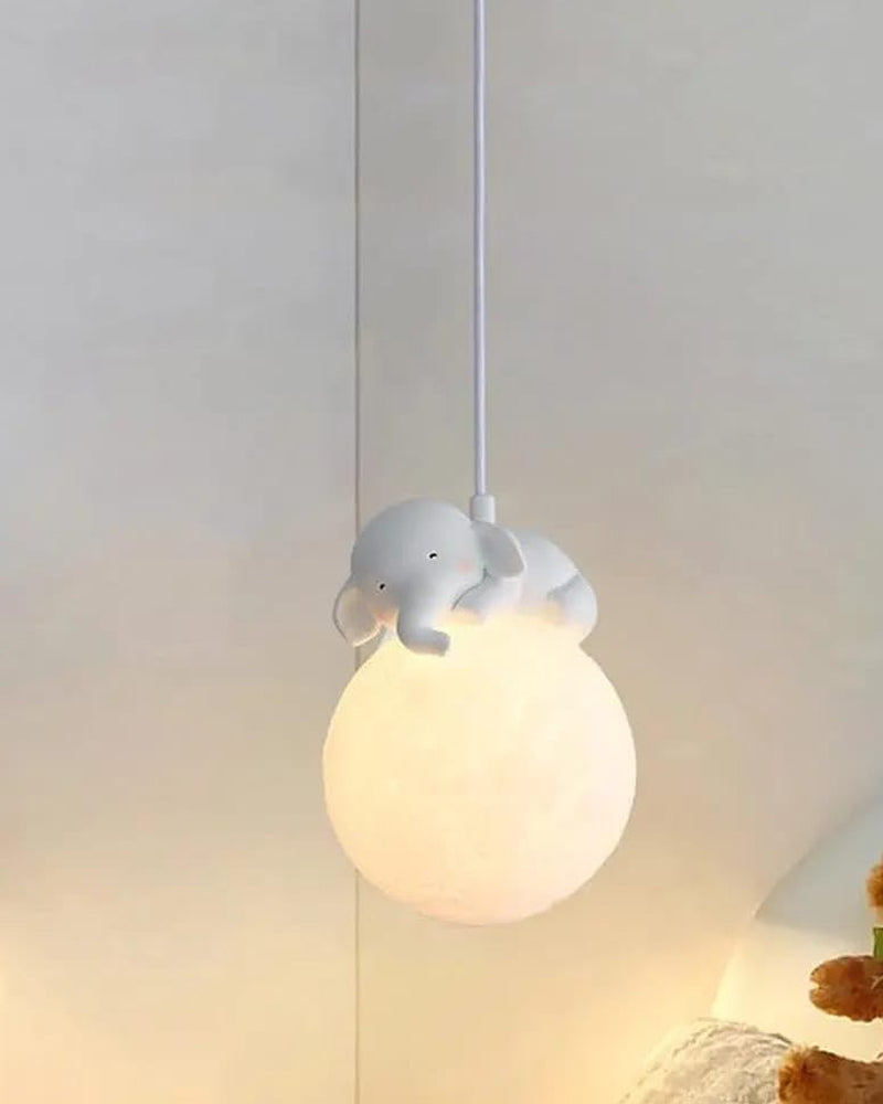 Cute Animal Shaped Moon Pendant Light - Elephant