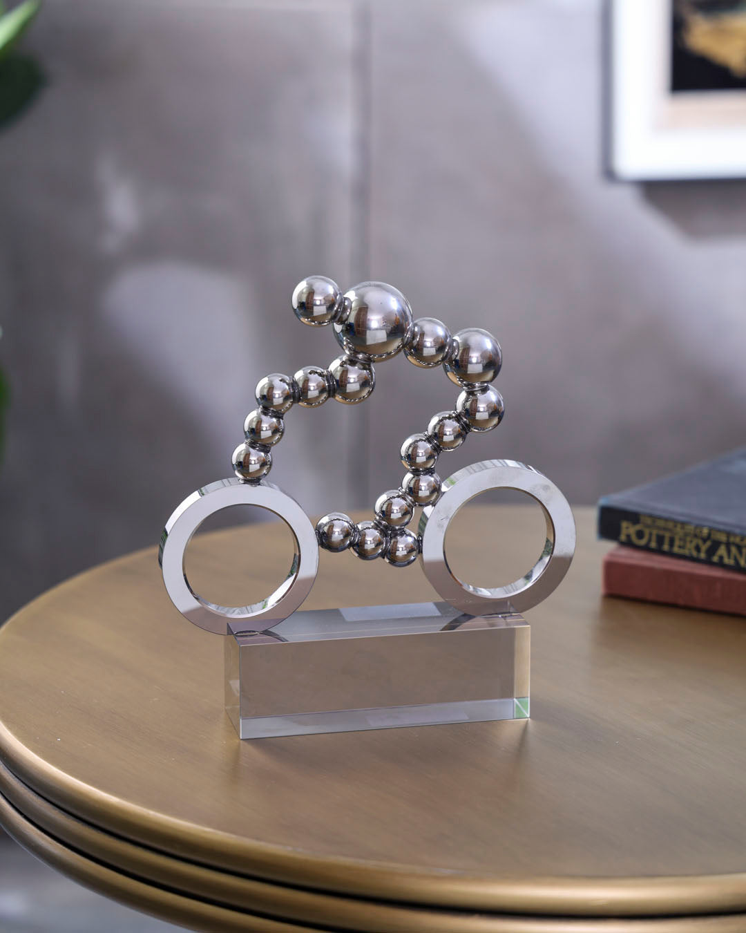 Metallic Bicycle Table Top Sculpture