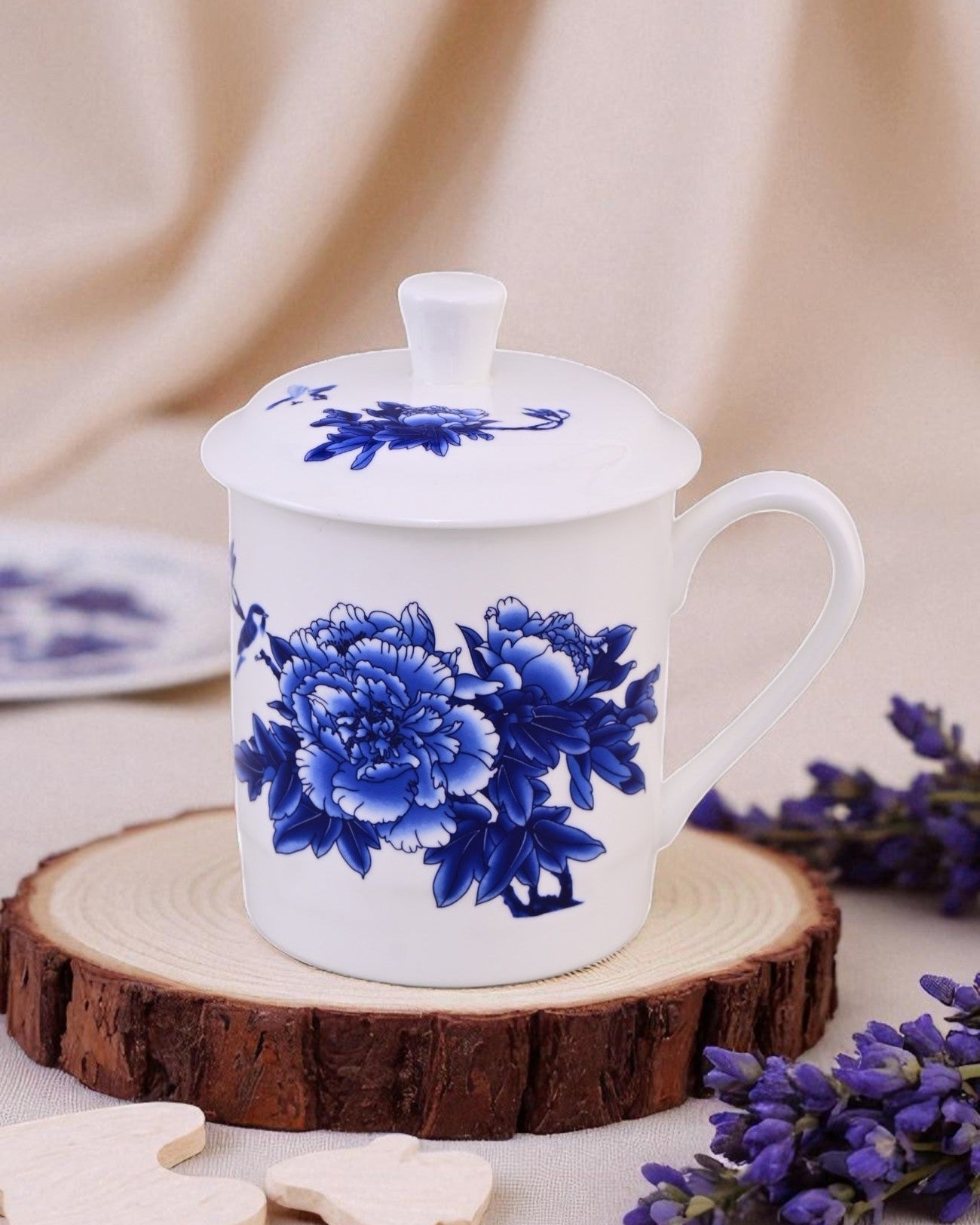 'Royal Blue Blossom' Fine Bone China Mug