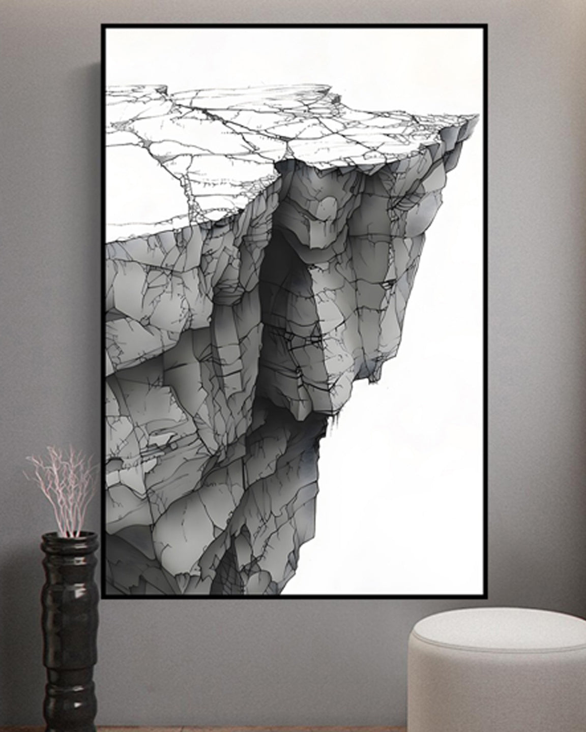 'Mountain Edge' 3D Abstract Oil Printing