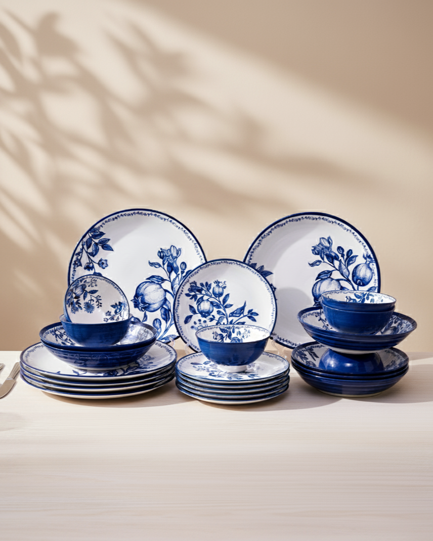 Timeless Pomegranate Charm Dinner Set Blue - 16 Piece