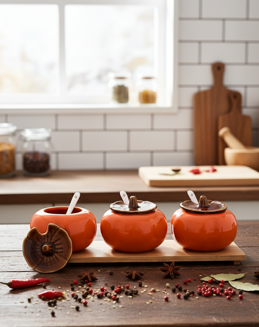 Farmhouse Pumpkin Condiment Server - Set Of 3