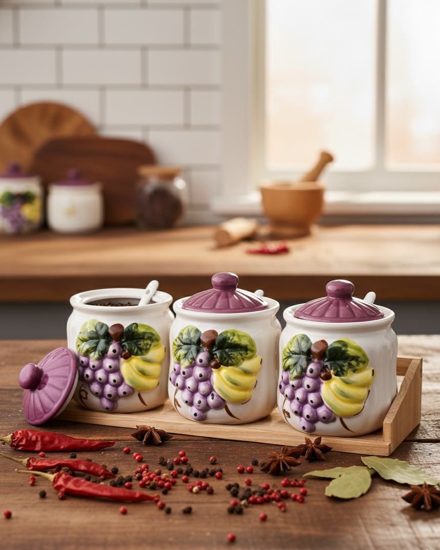 Graceful Grapes Condiment Server - Set Of 3