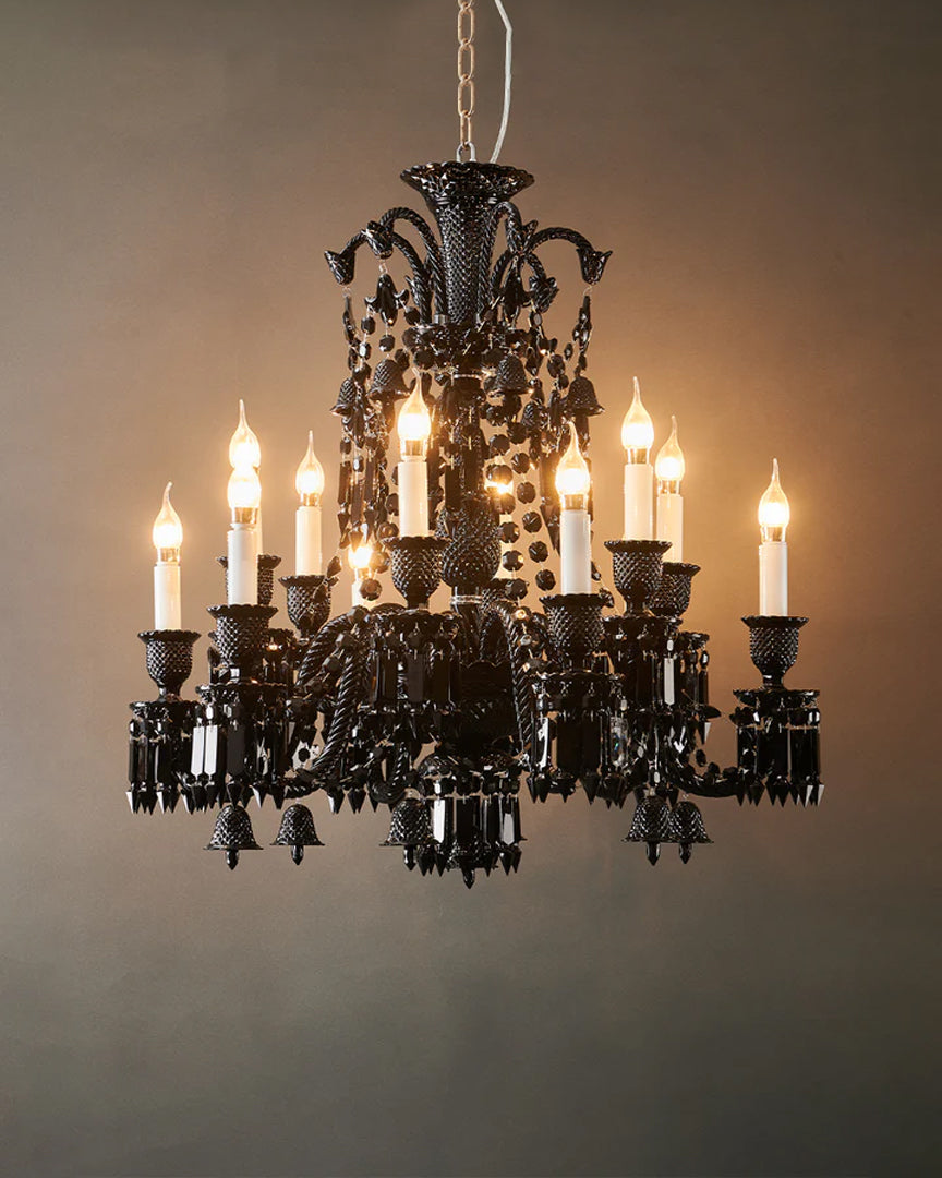 Victorian Black Crystal Chandelier - 12 Light