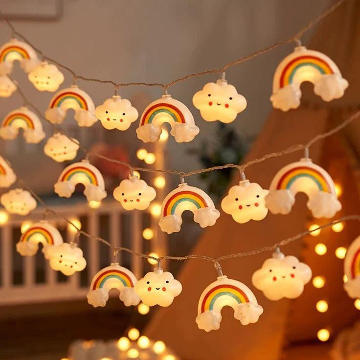 Cloudy: 10ft Cloud & Rainbow LED Fairy String Lights for Bedroom, Festive D‚àö¬©cor & Christmas Tree Decoration