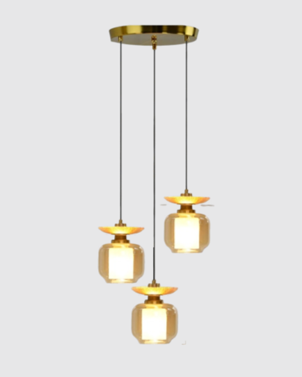 Amber Glow Glass Jar Pendant Light