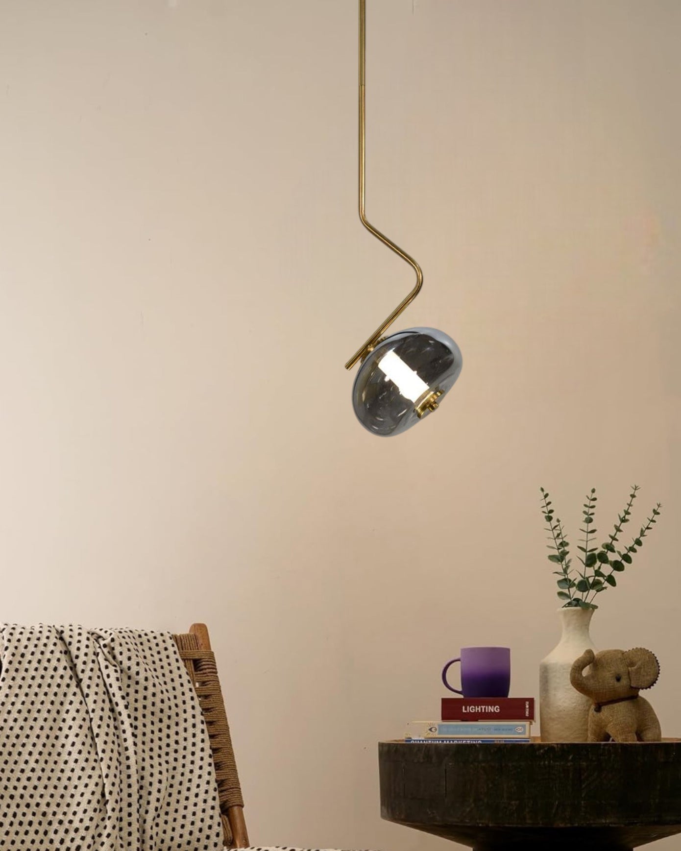 Gold Delta Smoke Glass Pendant Light