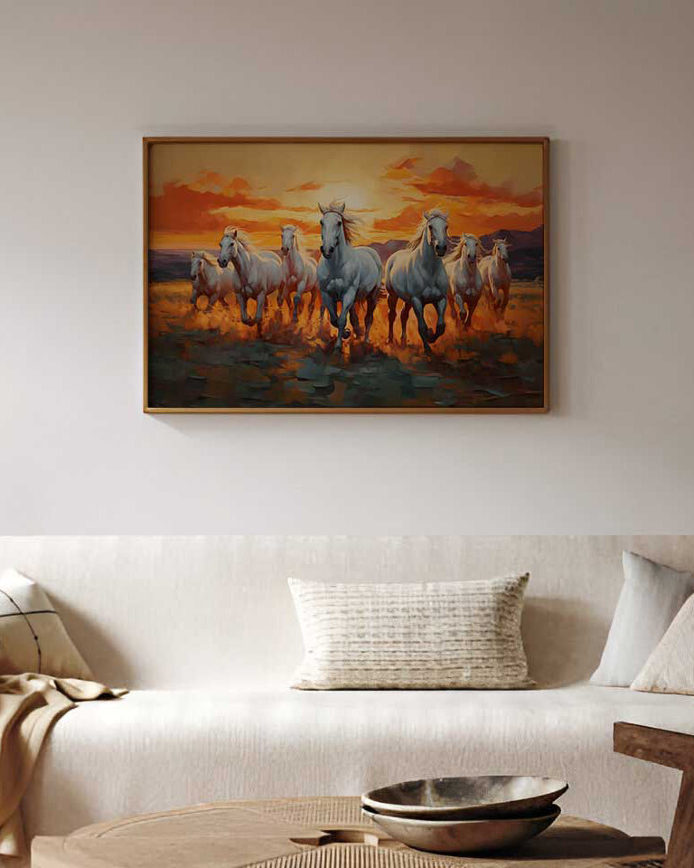 Divya Ashva' Sunrise Momentum Vastu Wall Art Print- 24" x 36"