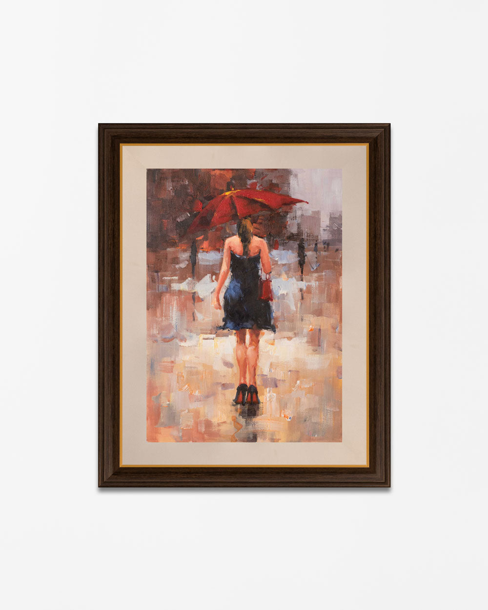 "The Red Umbrela" Handmade Oil Painting 24"x 36"