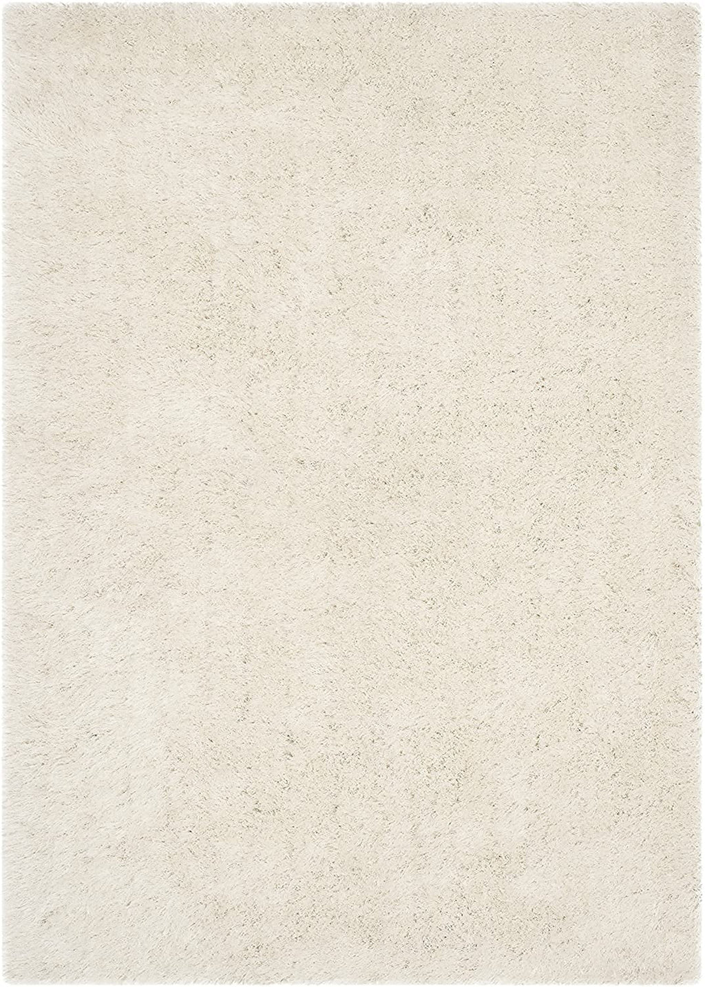 Solid Ivory Polyester Shaggy Carpet