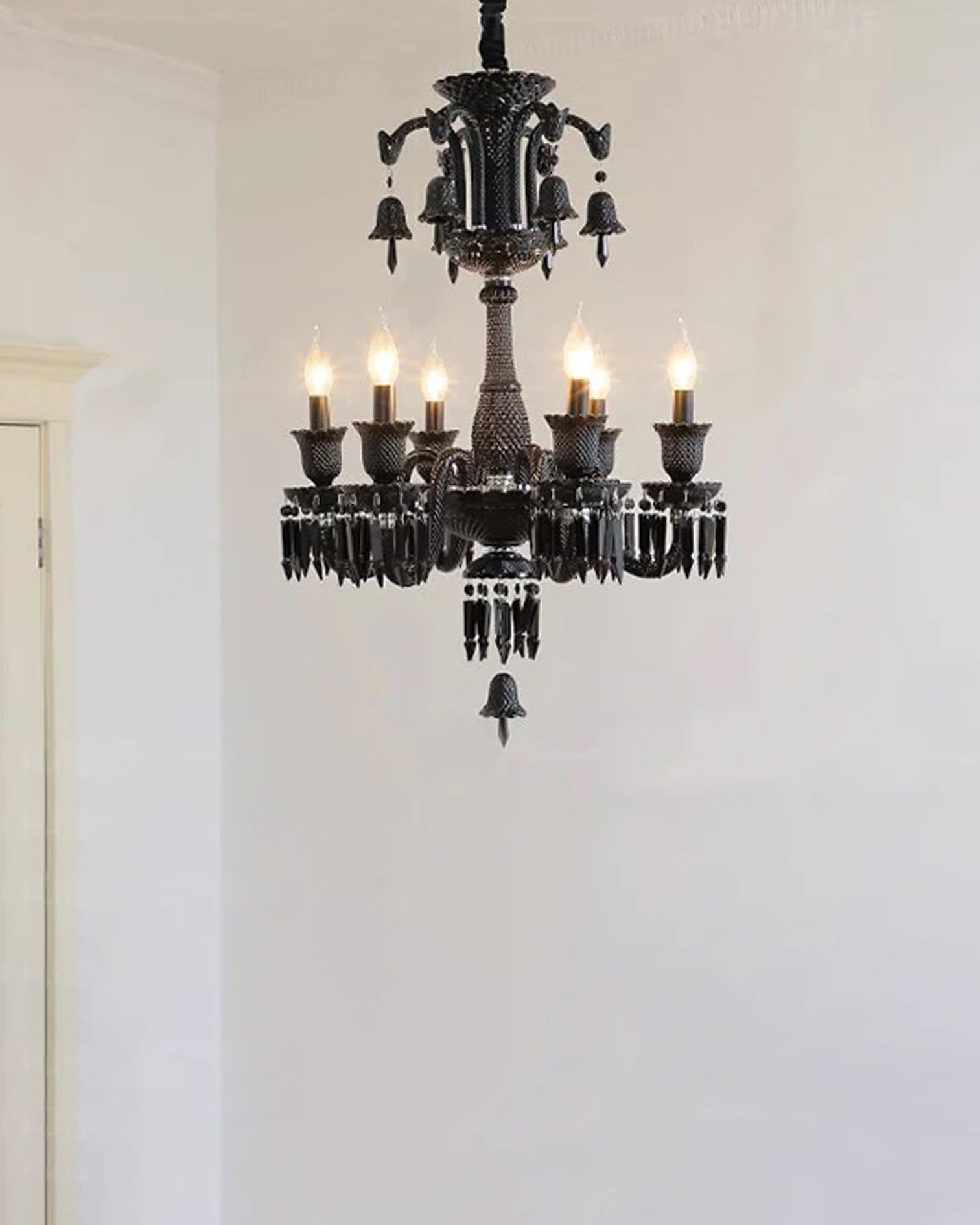 Victorian Black Crystal Chandelier - 6 Light