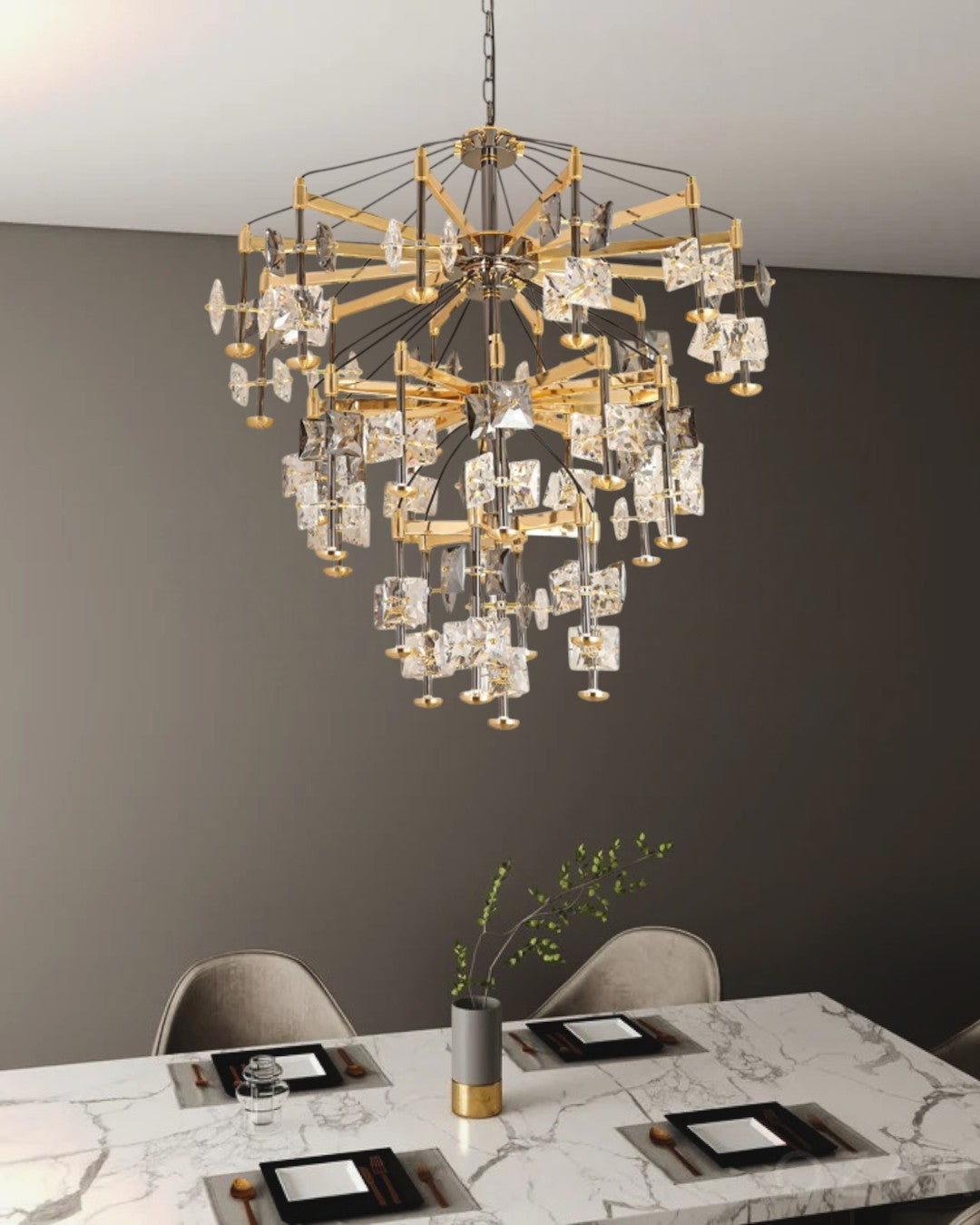 Multi-Tiered Cascade Crystal Chandelier