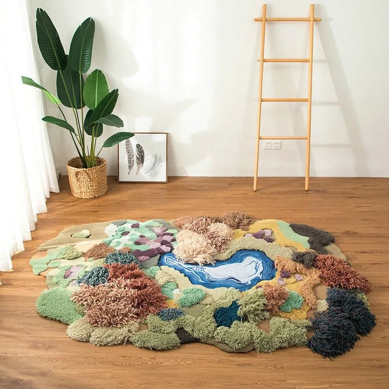 Jardin Green woolen Hand Tufted Carpet