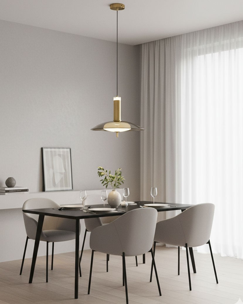 Modern Brass Disc Pendant Light