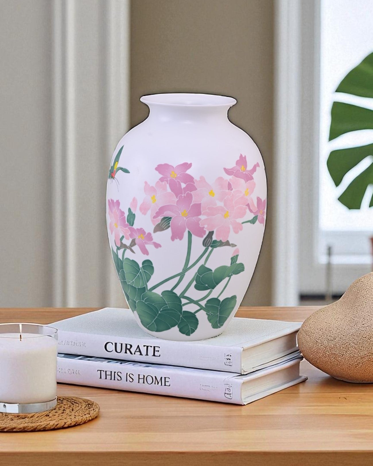 Fencai Pink Blossom Bone China Vase