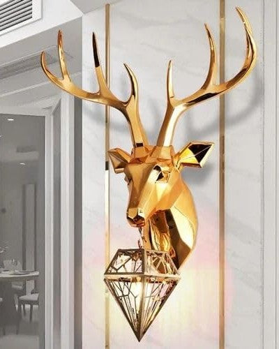 Golden Geometric Deer Wall Light