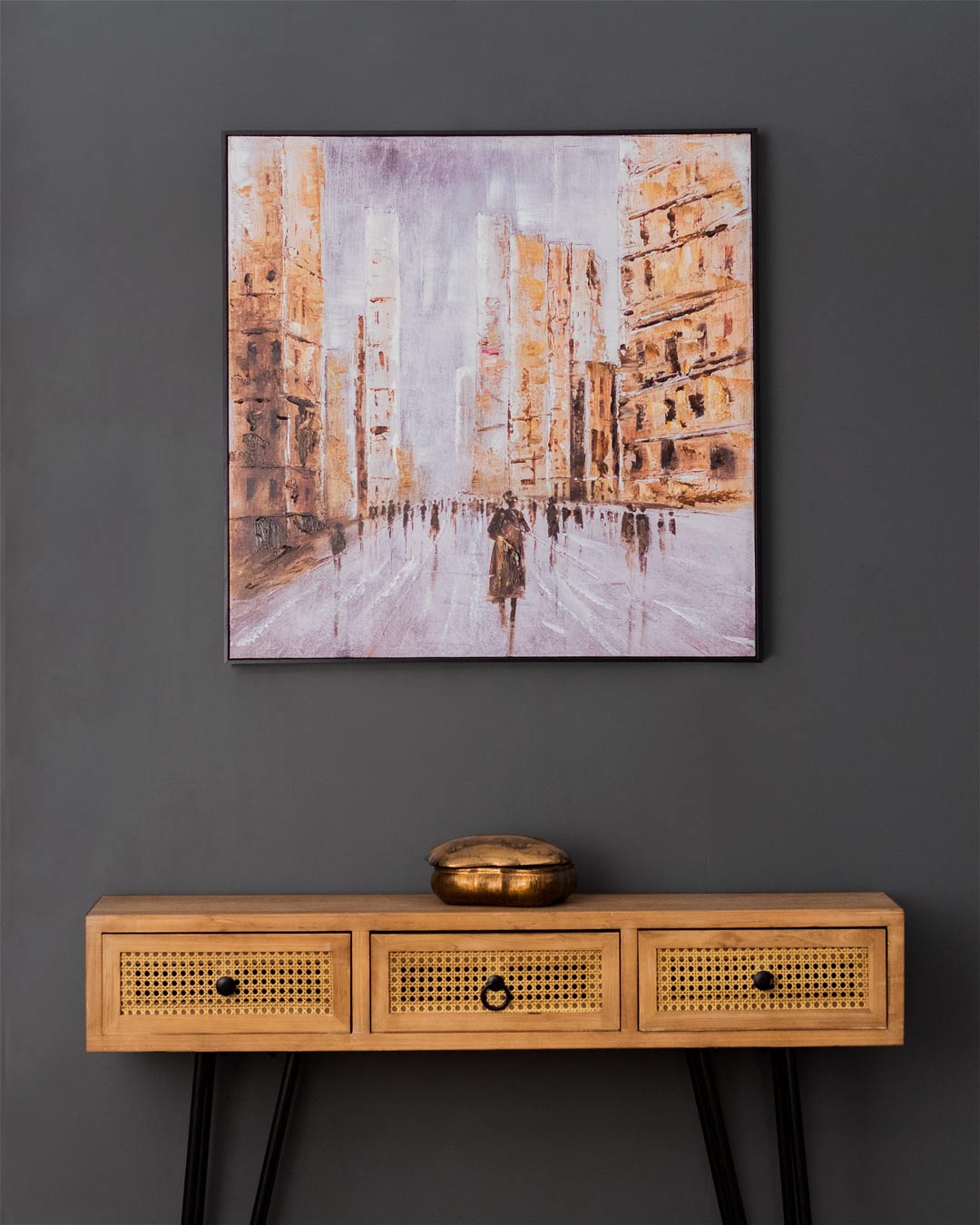 European Cityscape Semi Hand-made Wall Art - 32*32 Inch