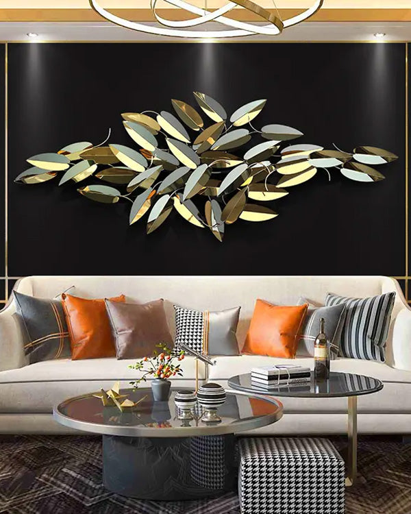Leaf Modelling Titanium Arts Wall Mirror Sculpture