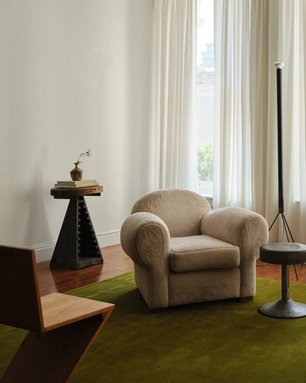 Lime Green woolen Hand Tufted Carpet