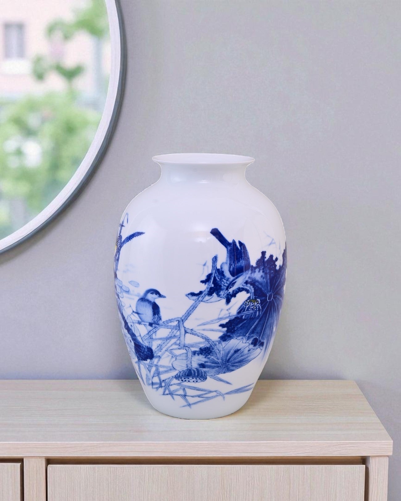 Blue Lotus Elegance Bone China Vase