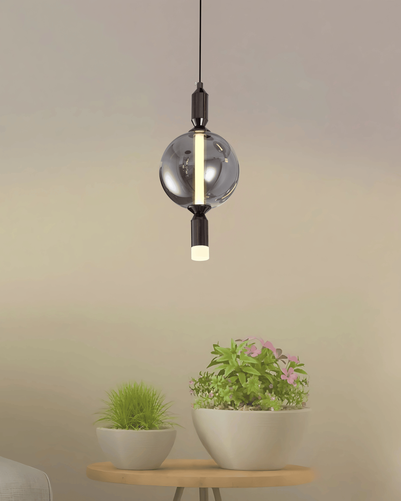 "Lumen Orb" Globe Glass Pendant Light - Smoke