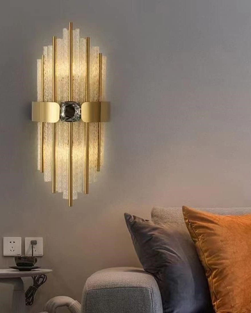 Textured Glass Gold Accent Wall Light - Gold