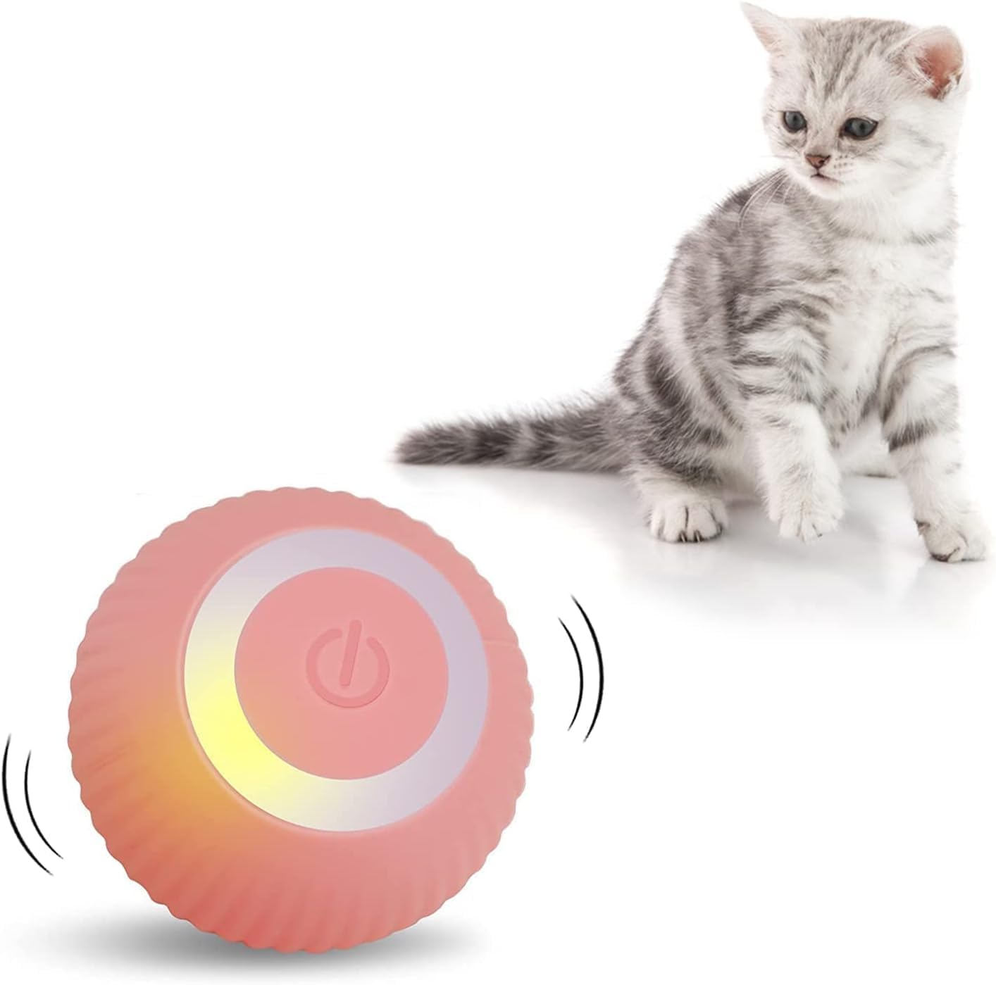 Pounce: Interactive LED Cat Toy Ball with 360¬¨‚àû Rotating Motion, Smart Obstacle Avoidance & Rechargeable Design